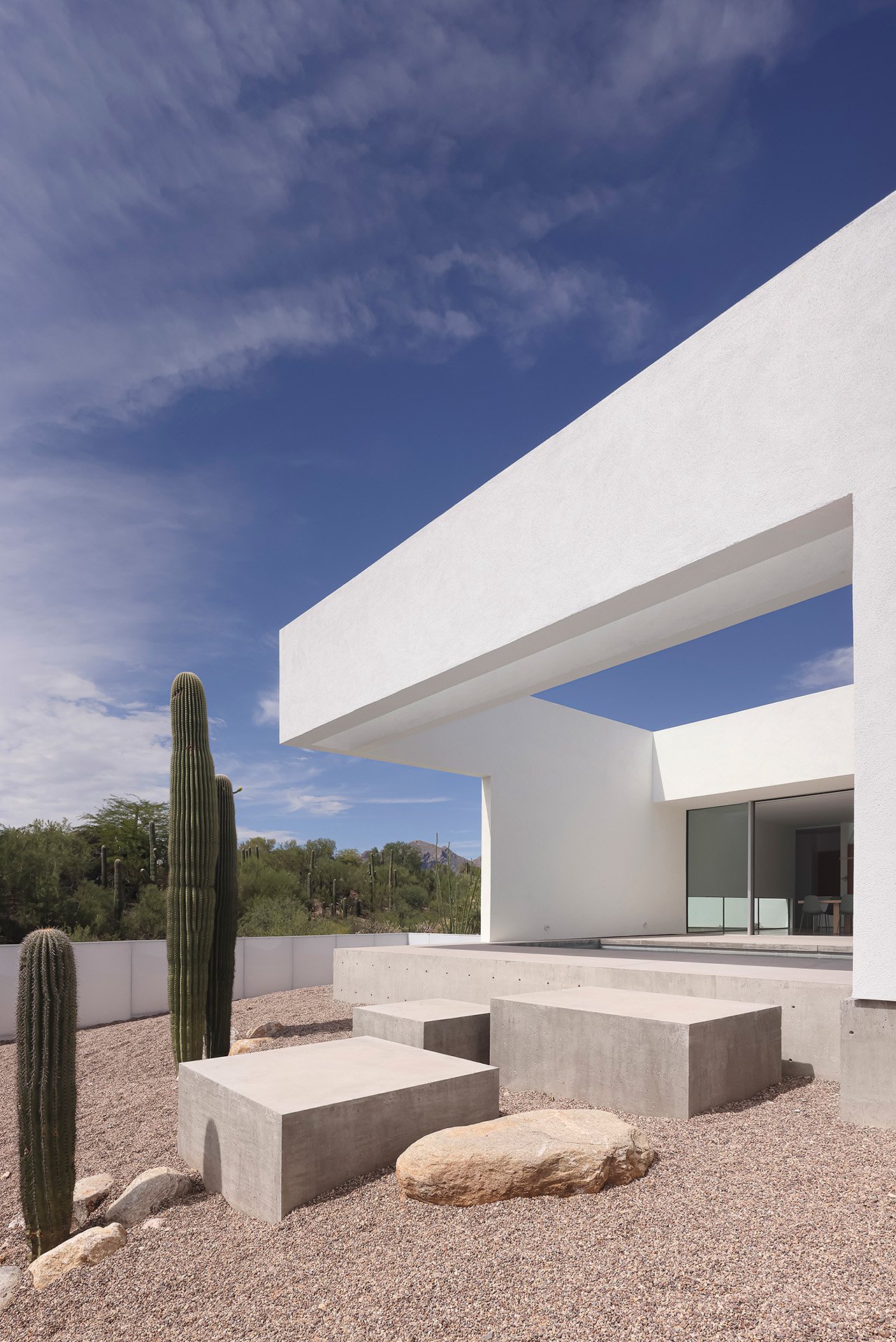 View of the exterior of a building in Arizona next to a cactus